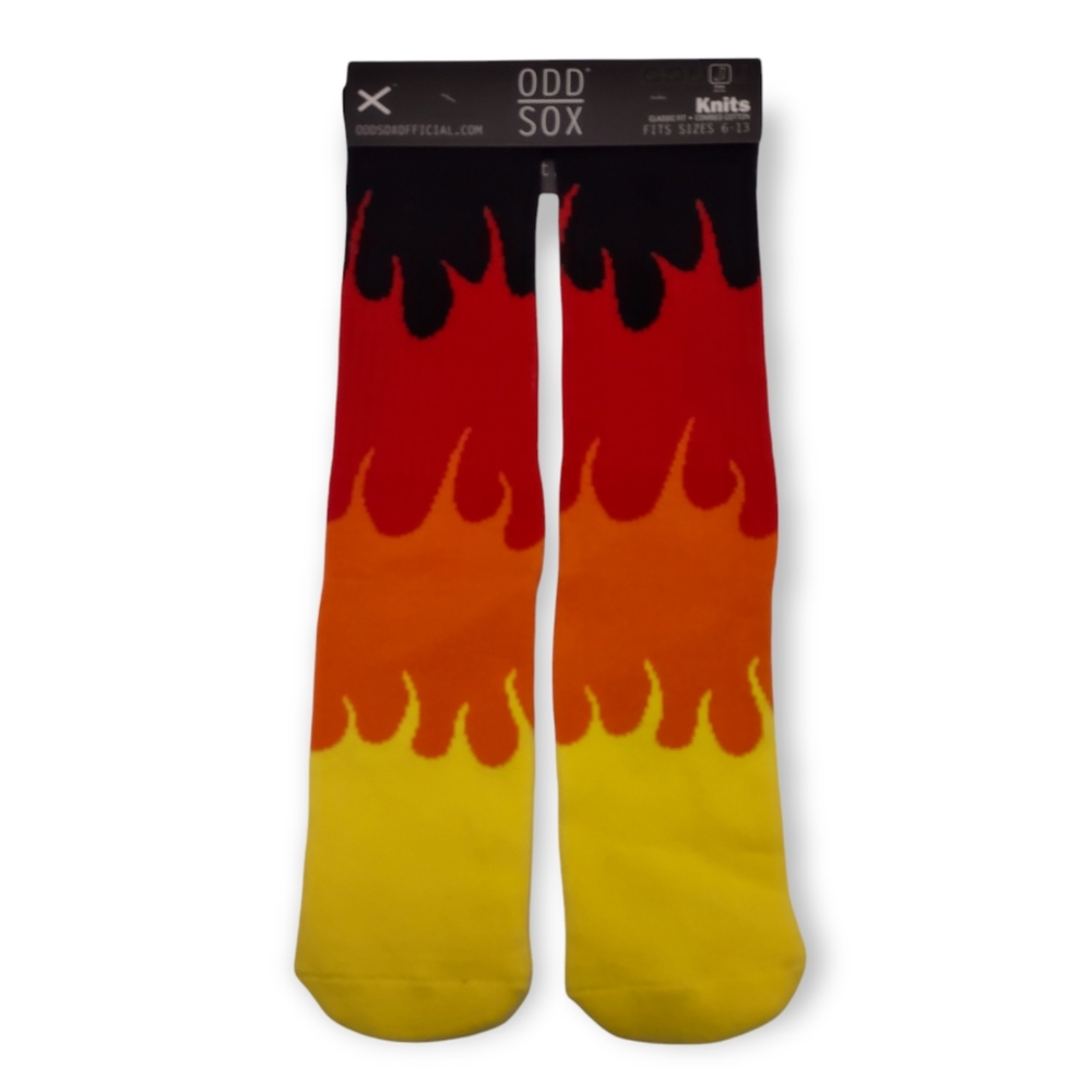 Odd Sox Big Flames Crew Socks Men's Size 6-13